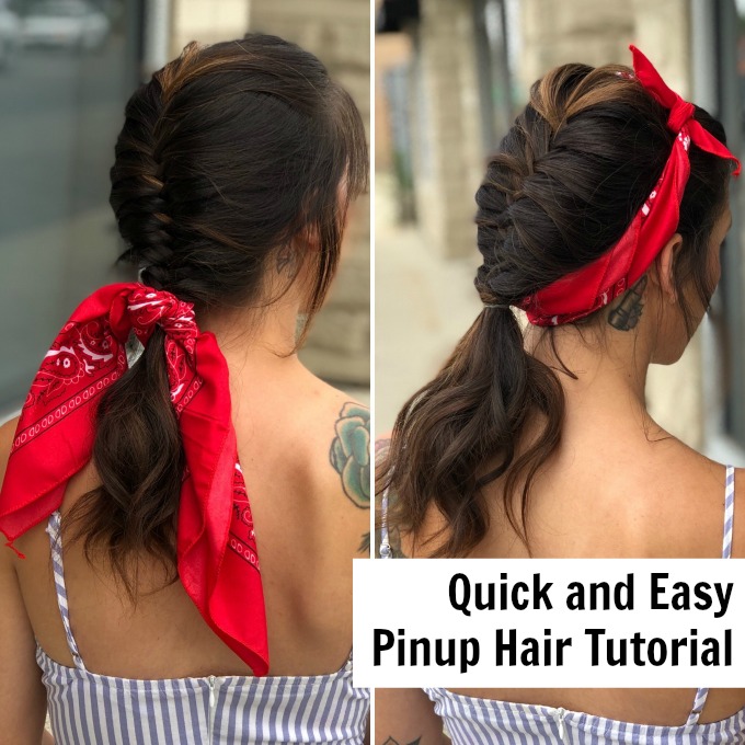 Get this great pinup look quickly and easily. | Easy hair tutorial | Fishtial braid how to | #hair #beauty #fashion #braids