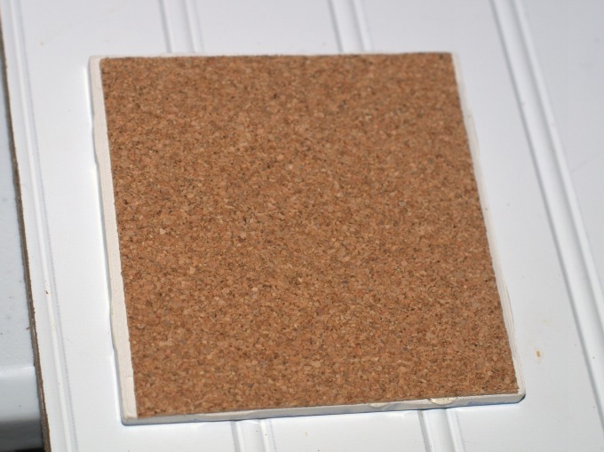 upcycled tile coaster with cork