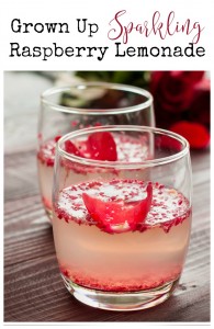 Try this delicious and easy Grown Up Sparkling Raspberry Lemonade cocktail. Perfect for a wedding or brunch!