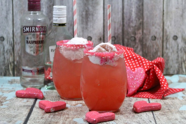 Strawbery sunshine aloholic float cocktail for adults