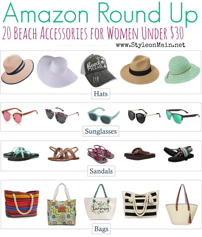 Must have fashion beach essentials under $30. Most have Amazon Prime shipping, too! #shoes #summer #sunglasses #fashion #budgetfriendly