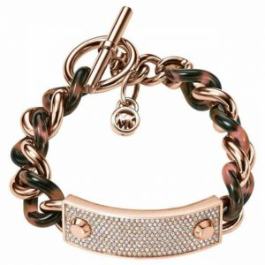 Michael Kors pave tortoiseshell rose gold chain bracelet