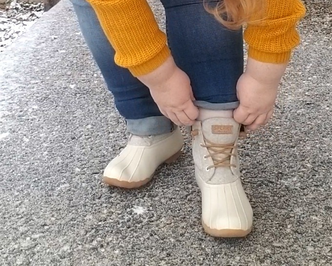 all white sperry duck boots