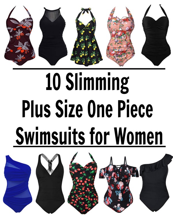 Slimming one piece bathing suits that are affordable. These swimsuits are all available from Amazon and most are under $30. | Wome | Plus Sized | Retro | Ruffle | Tummy control | curvy | Retro Vintage | swimwear | summer fashion