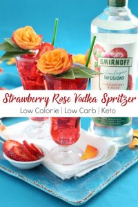 Strawberry Rose Vodka Spritzer | Low calorie | Keto friendly | Low Carb