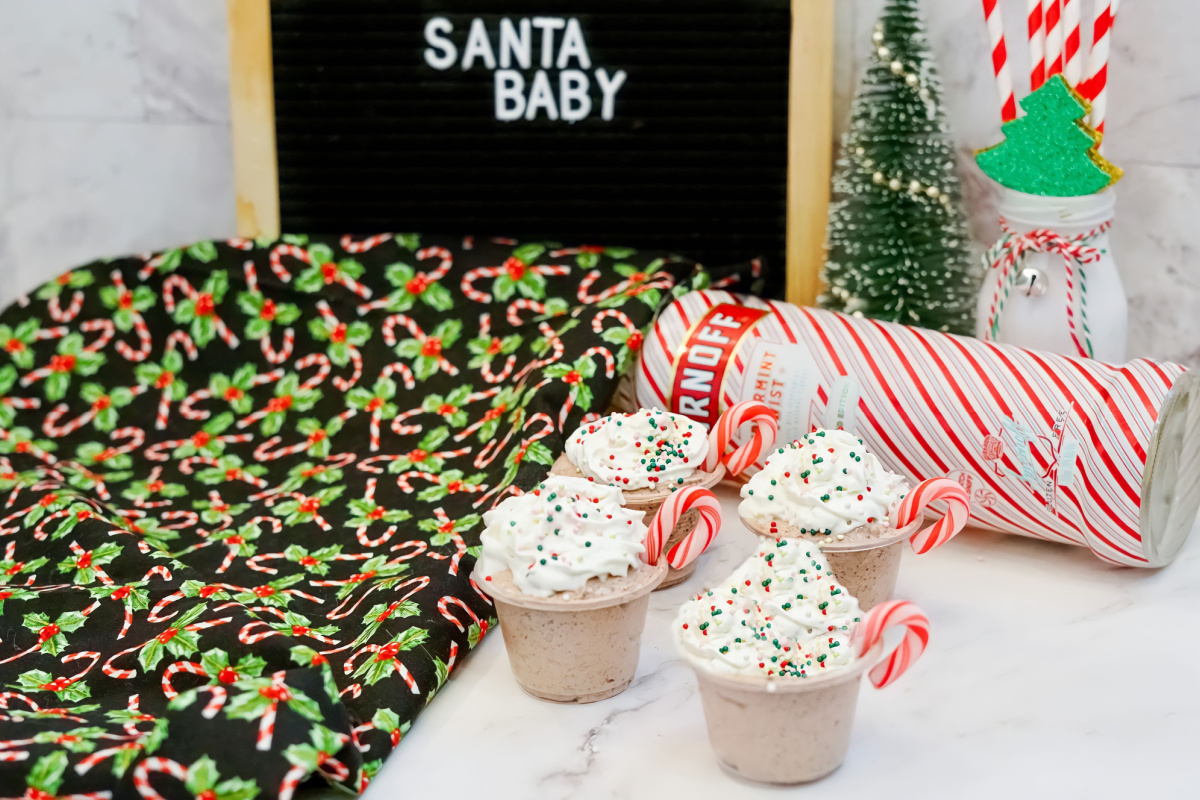 Boozy Peppermint Hot Chocolate Pudding shots