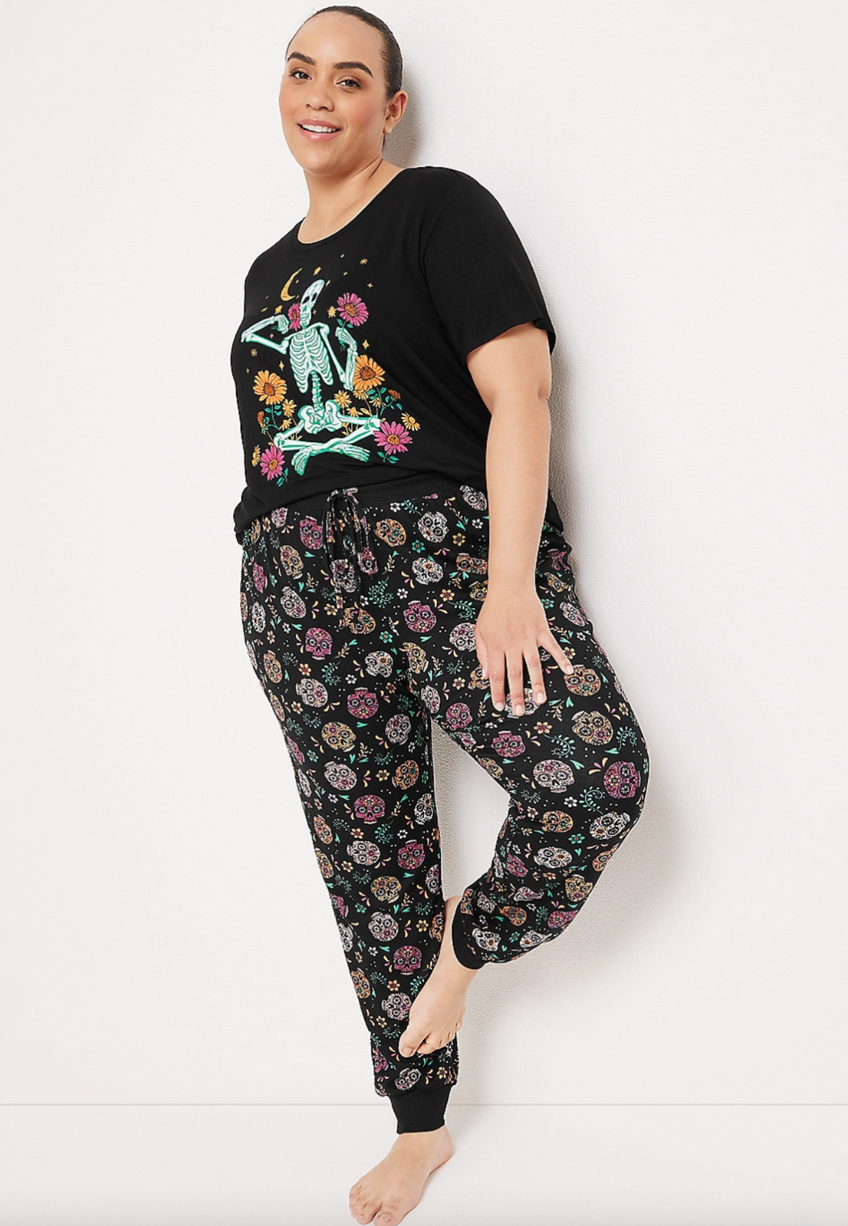 Floral Skeleton plus size pajamas