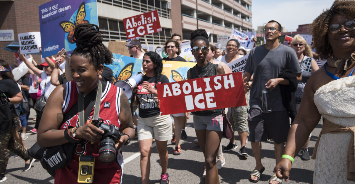 Minneapolis Minnesota June 30 2018 About 10 000 people gathered downtown and marched through the streets to protest against immigrant children being taken from their families The protesters called for ICE U S Immigration and Customs Enforcement to be abolished On April 6 Attorney General Jeff Sessions announced Donald Trump s new zero-tolerance policy and began to prosecute all border crossings a misdemeanor offense regardless of whether they cross alone or with their children The immediate effect because children are not prosecuted with their parents was thousands of immigrant children separated from their parents The children are being held in detention centers and foster homes around the country Some parents have already been deported but their children remain in the USA Hosted by Navigate MN Unidos MN is a millennial driven Latinx based organization that builds power for gender racial and economic justice Hosted by CTUL Centro de Trabajadores Unidos en la Lucha organizes low-wage workers to fight for higher wages and better working conditions 2018-06-30 This is licensed under the Creative Commons Attribution License Give attribution to Fibonacci Blue