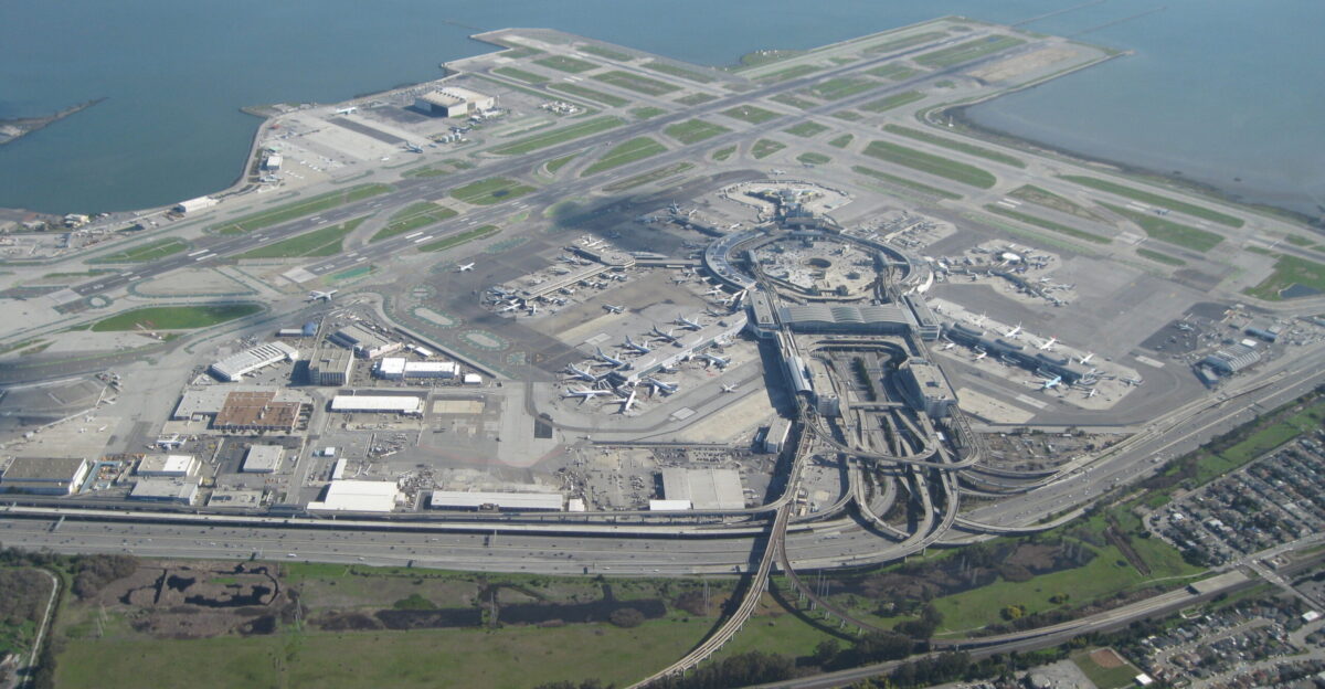 Aerial view of San Francisco International Airport