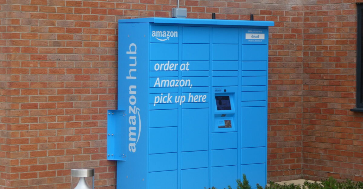 An Amazon Hub locker seen outside a newly-built Premier Inn in Scarborough, North Yorkshire, United Kingdom.