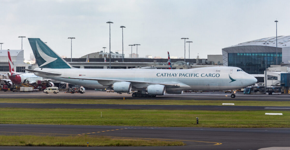 Cathay Pacific Cargo 747-8F taxiing to the cargo terminals at Sydney Airport in 2018