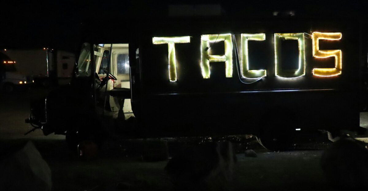 black and blue lighted signage