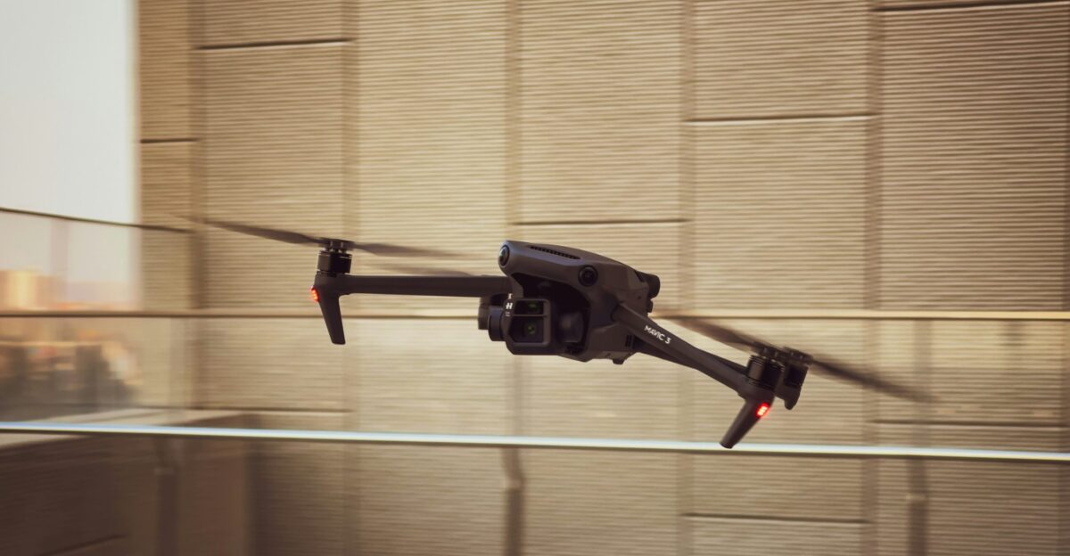 a small black object flying through the air