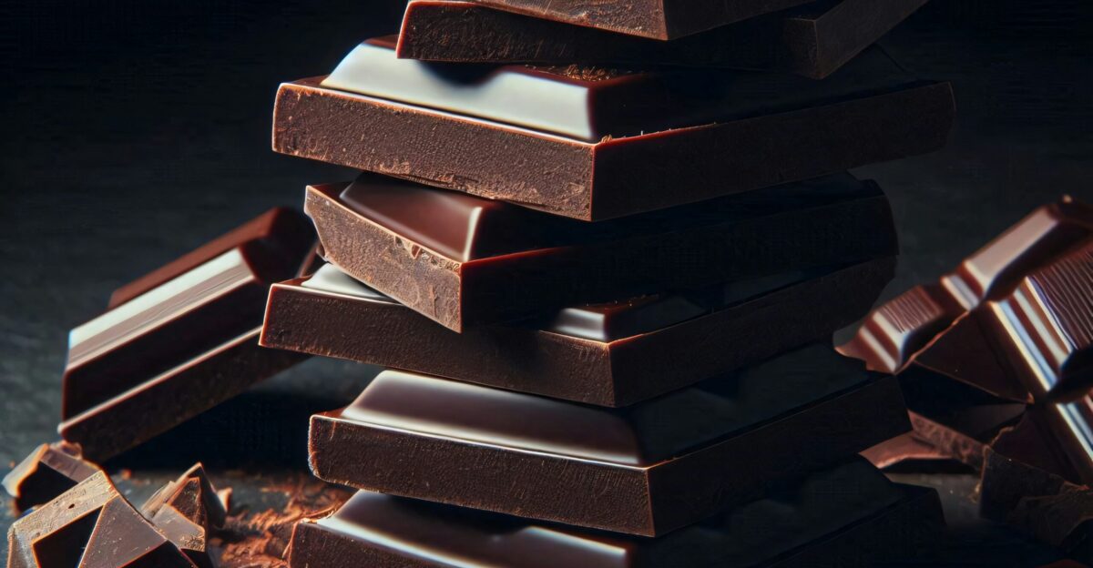 Stacked dark chocolate bars look delicious
