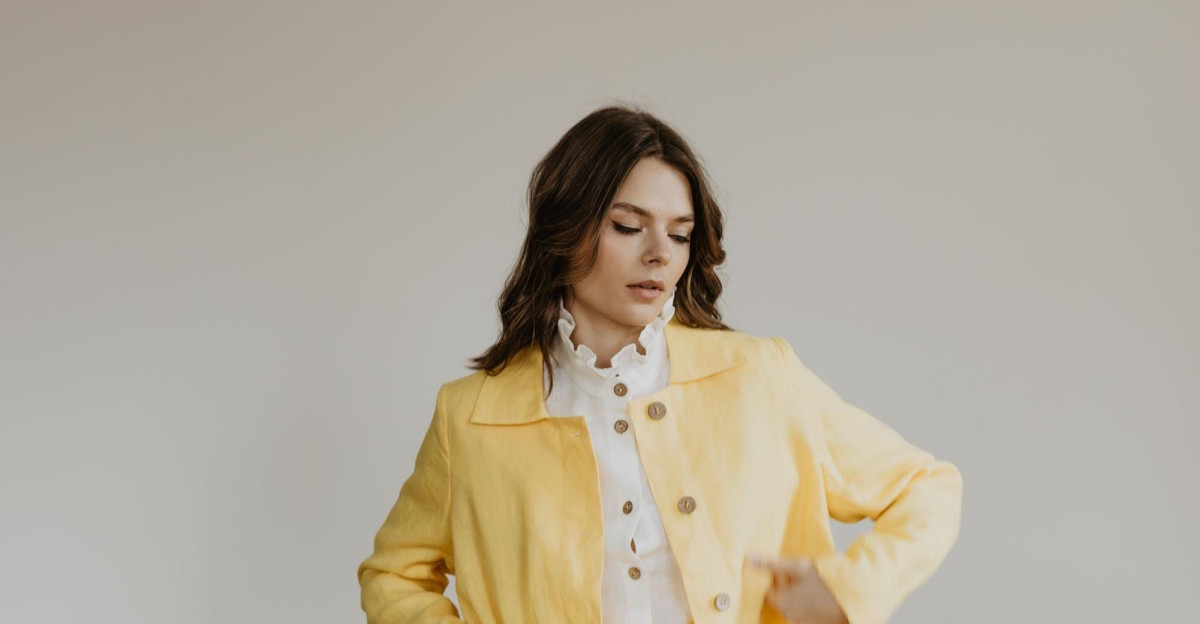 Women s linen jacket PREILA Elegant linen coat in Sunshine Yellow Linen jacket with pockets by Etsy
