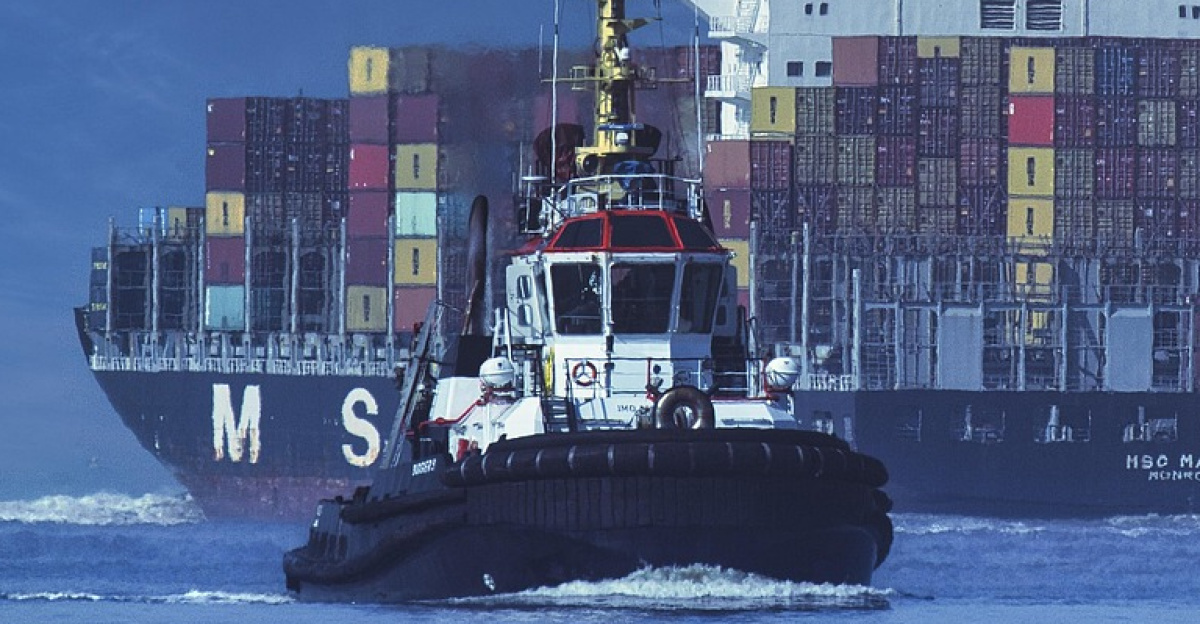 ship, container ship, tractor, sea, seafaring, shipping, container, logistics, nature, freight, automobile
