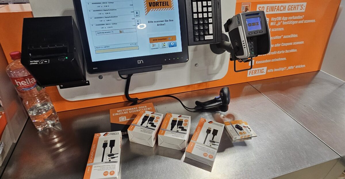 Hardware store self-checkout OBI Tauberbischofsheim