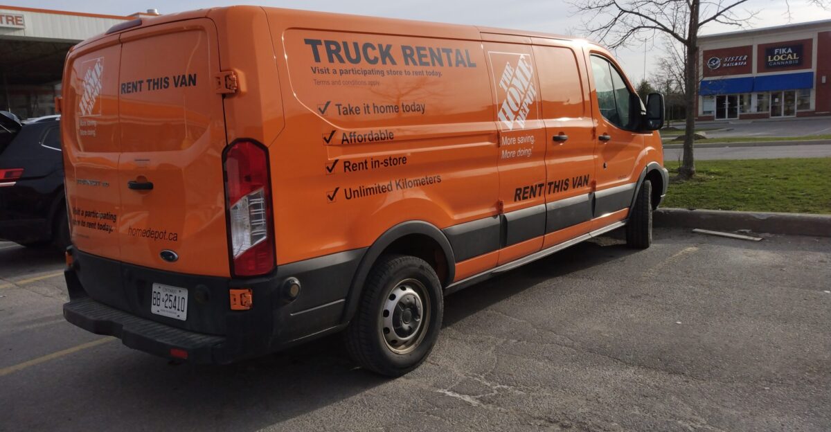 Home Depot Rental Van in Oshawa Ontario