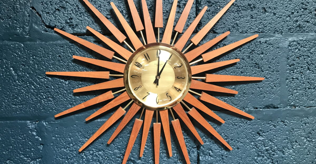 Original Sunburst Clock by Anstey Wilson Mid Century Retro Design