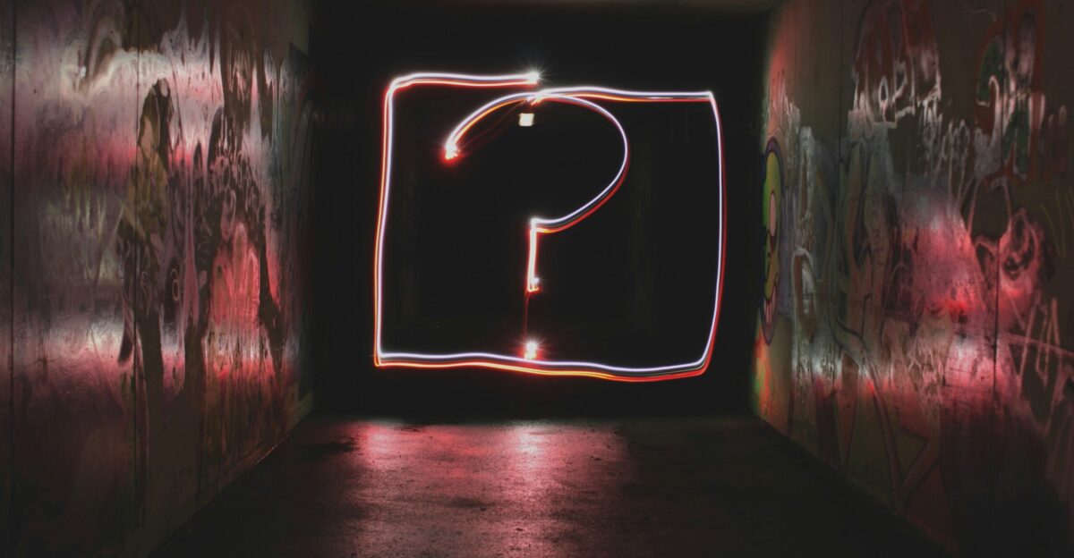 question mark neon signage