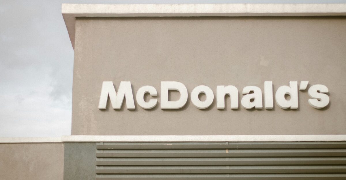 a mcdonald s sign on the side of a building