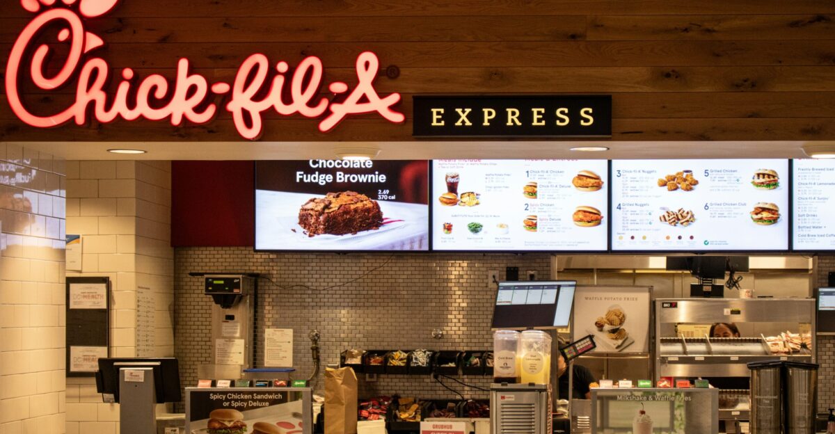 a fast food restaurant with a large menu